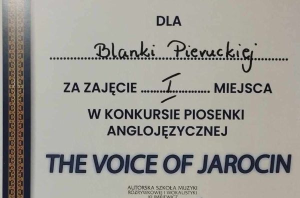Gratulacje dla Blanki Pieruckiej z 1f