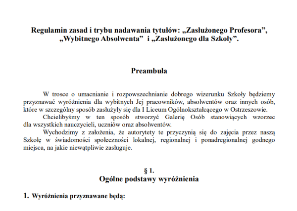 Regulamin zasad i trybu nadawania tytułów